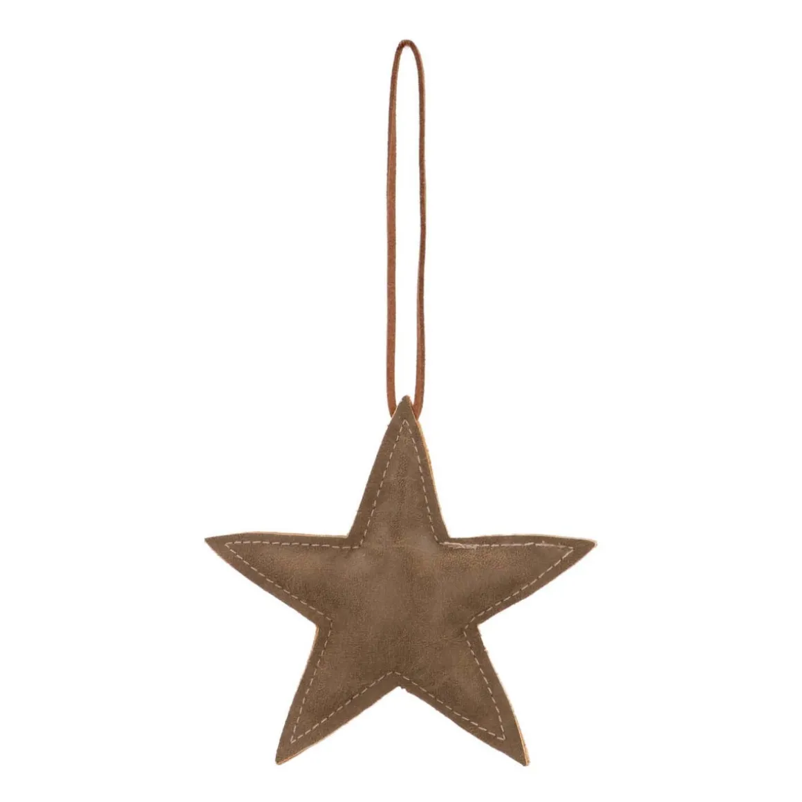 Kersthanger Ster | Bruin | 12 Cm | Kunstleer