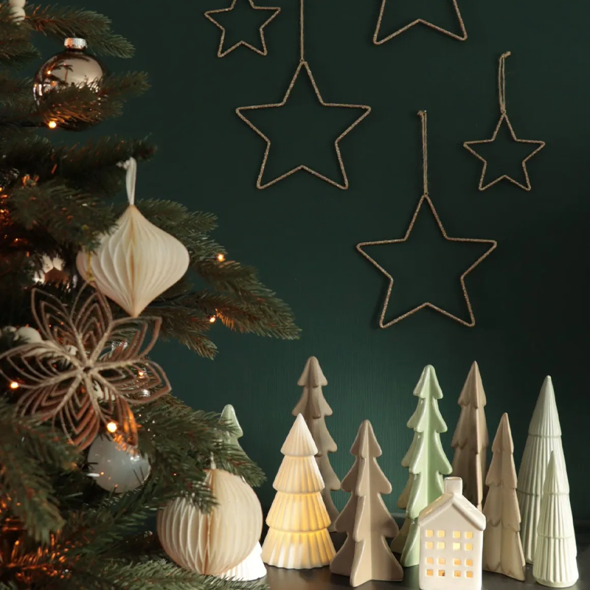 Kersthanger Ster Met Glitters | 14 Cm | Goud