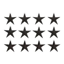 Kersthangers Sterren 12 St | Zwart | 10 Cm
