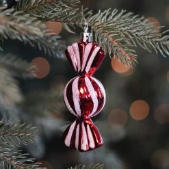 Kersthangers Zuurtjes 4 St | Rood-wit | 11 Cm | Kunststof