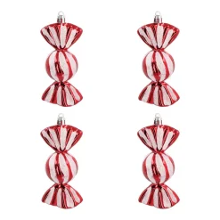 Kersthangers Zuurtjes 4 St | Rood-wit | 11 Cm | Kunststof