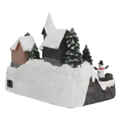 Kersthuisje Dorpje Met Fontein, LED & Muziek 28cm