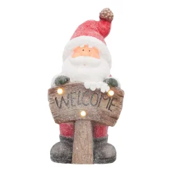 Kerstmanfiguur Met 'Welcome' | Rood | Led-verlichting | 49cm