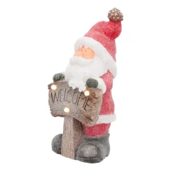 Kerstmanfiguur Met 'Welcome' | Rood | Led-verlichting | 49cm