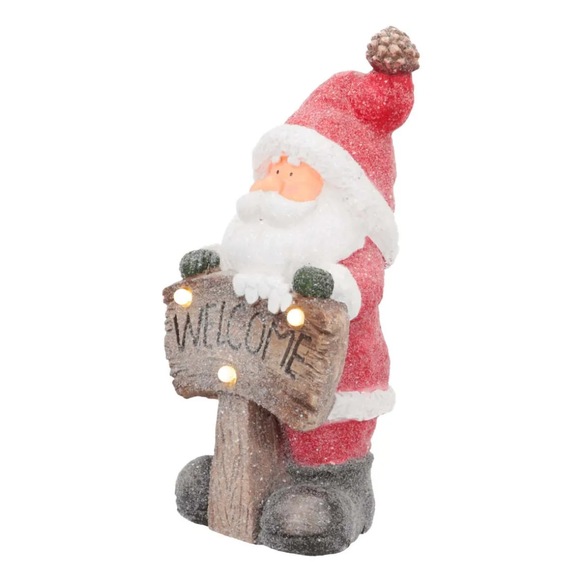 Kerstmanfiguur Met 'Welcome' | Rood | Led-verlichting | 49cm
