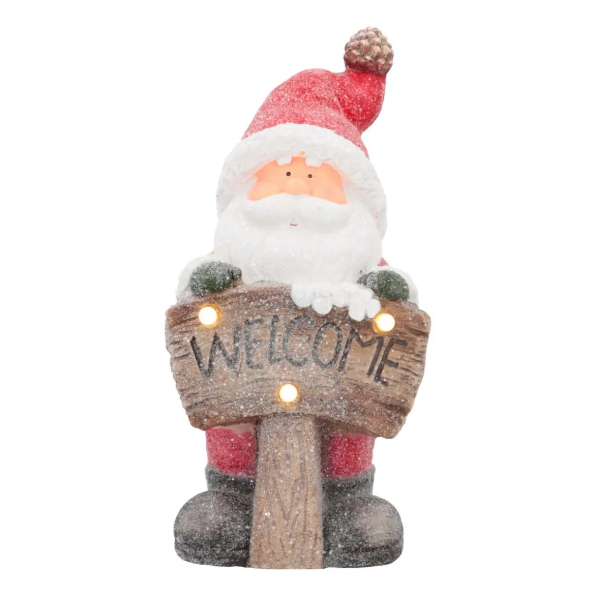 Kerstmanfiguur Met 'Welcome' | Rood | Led-verlichting | 49cm