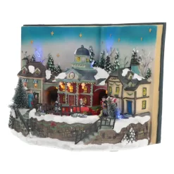 Kersttafereel Met Boek | 27 Cm| Led & Muziek