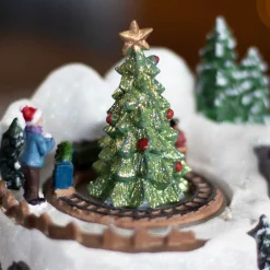 Kersttafereel Tree And Train 17,5 Cm Music