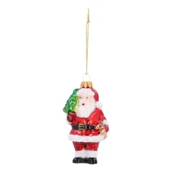 Klassieke Glazen Kerstman Kersthanger Met Klok En Zuurstok