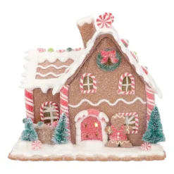 Kleien Peperkoekhuisje Met LED | Handgemaakt | Incl Batterijen | 17 Cm