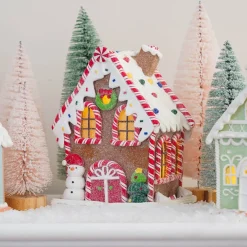 Kleien Peperkoekhuisje Met LED | Handgemaakt | Met Sneeuwman |17 Cm