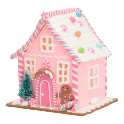 Kleien Peperkoekhuisje Pastel Met LED | Handgemaakt | Incl Batterijen | 21 Cm