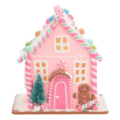 Kleien Peperkoekhuisje Pastel Met LED | Handgemaakt | Incl Batterijen | 21 Cm