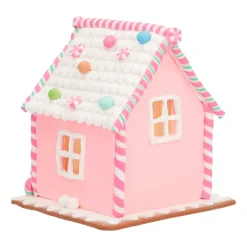 Kleien Peperkoekhuisje Pastel Met LED | Handgemaakt | Incl Batterijen | 21 Cm
