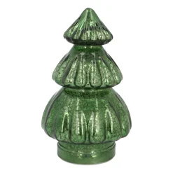 Kleine Bolle Groene Led-kerstboom Van Craquelé Glas