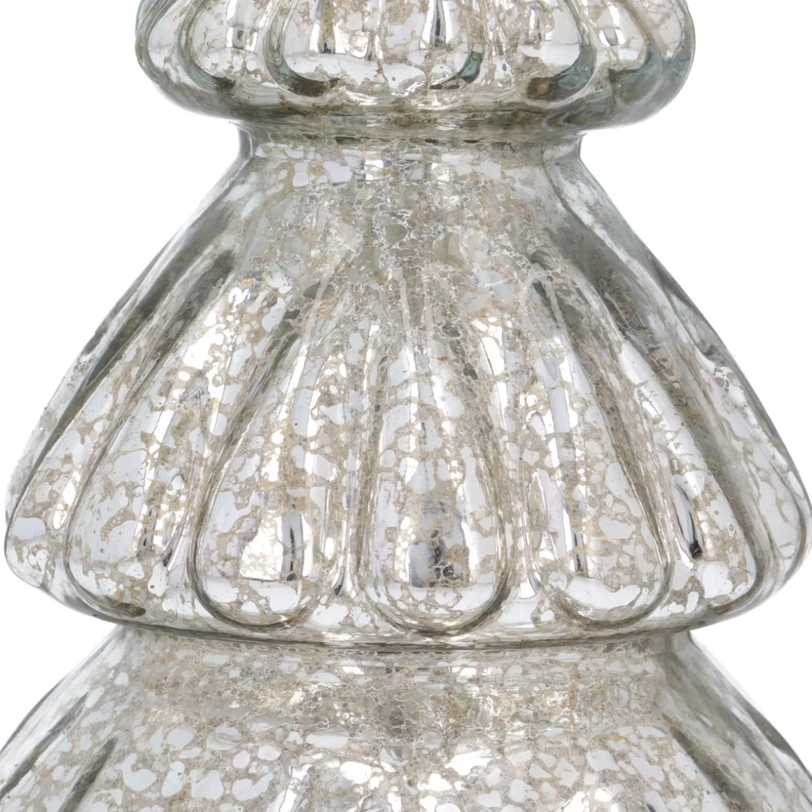 Kleine Bolle Zilveren Led-kerstboom Van Craquelé Glas