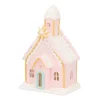 Koekhuisje Kerk | Led | Klei | Pastelroze | 19cm Hoog