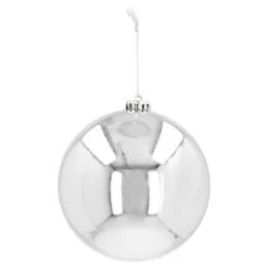 Kunststof Kerstbal XL 15cm Glanzend Zilver