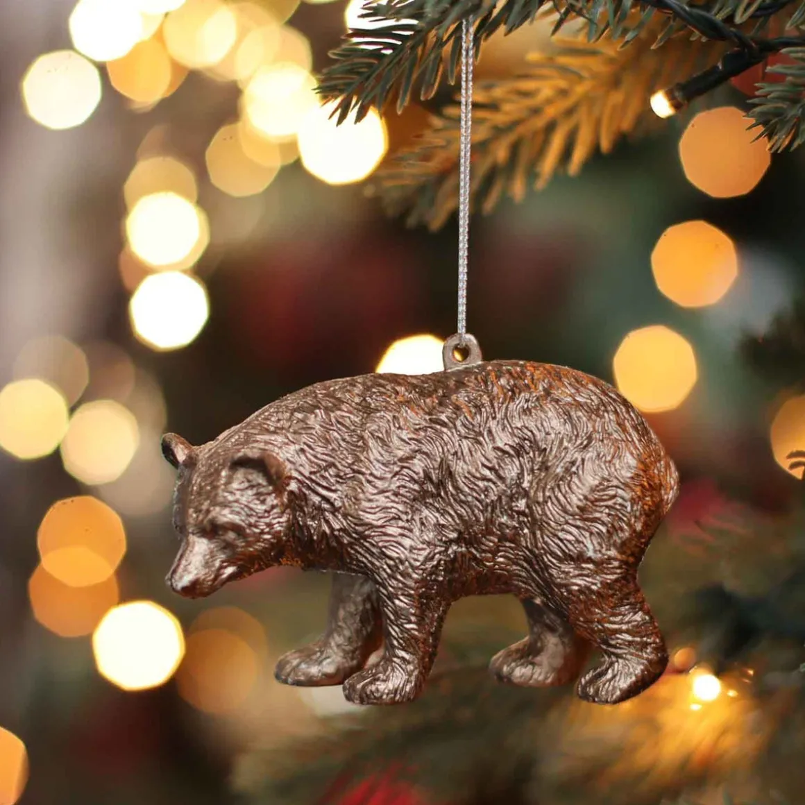 Kunststof Kersthanger Beer | Brons | 12 Cm