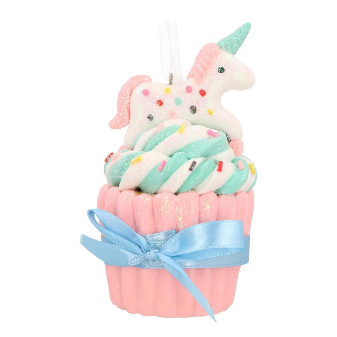 Kunststof Kersthanger Cupcake Met Eenhoorn | 11 Cm