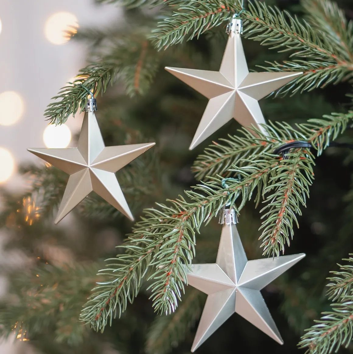 Kunststof Kerststerren 10 Cm Champagne 12 Stuks