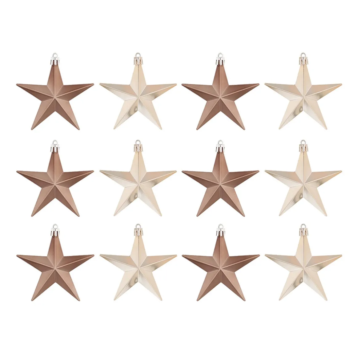 Kunststof Kerststerren 10 Cm Taupe 12 Stuks