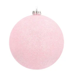 Kunststof XL Kerstbal Zachtroze Glitter 15 Cm