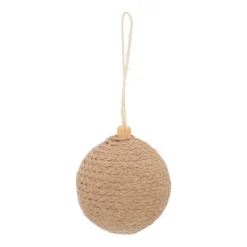 Landelijke Beige Jute Kerstbal 8 Cm