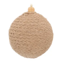 Landelijke Beige Jute Kerstbal 8 Cm