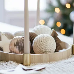 Landelijke Wolwitte Jute Kerstbal