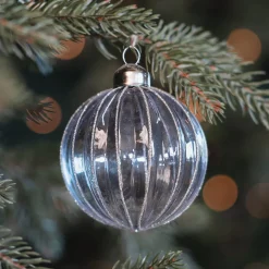 Lavendel Kerstbal Met Brede Glitterstrepen