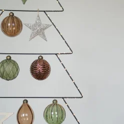 Lichtbruine Kerstbal Met Glitterlijnen