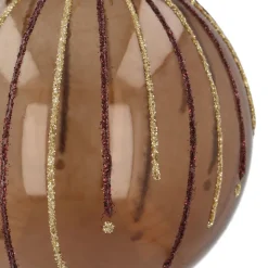 Lichtbruine Kerstbal Met Glitterlijnen