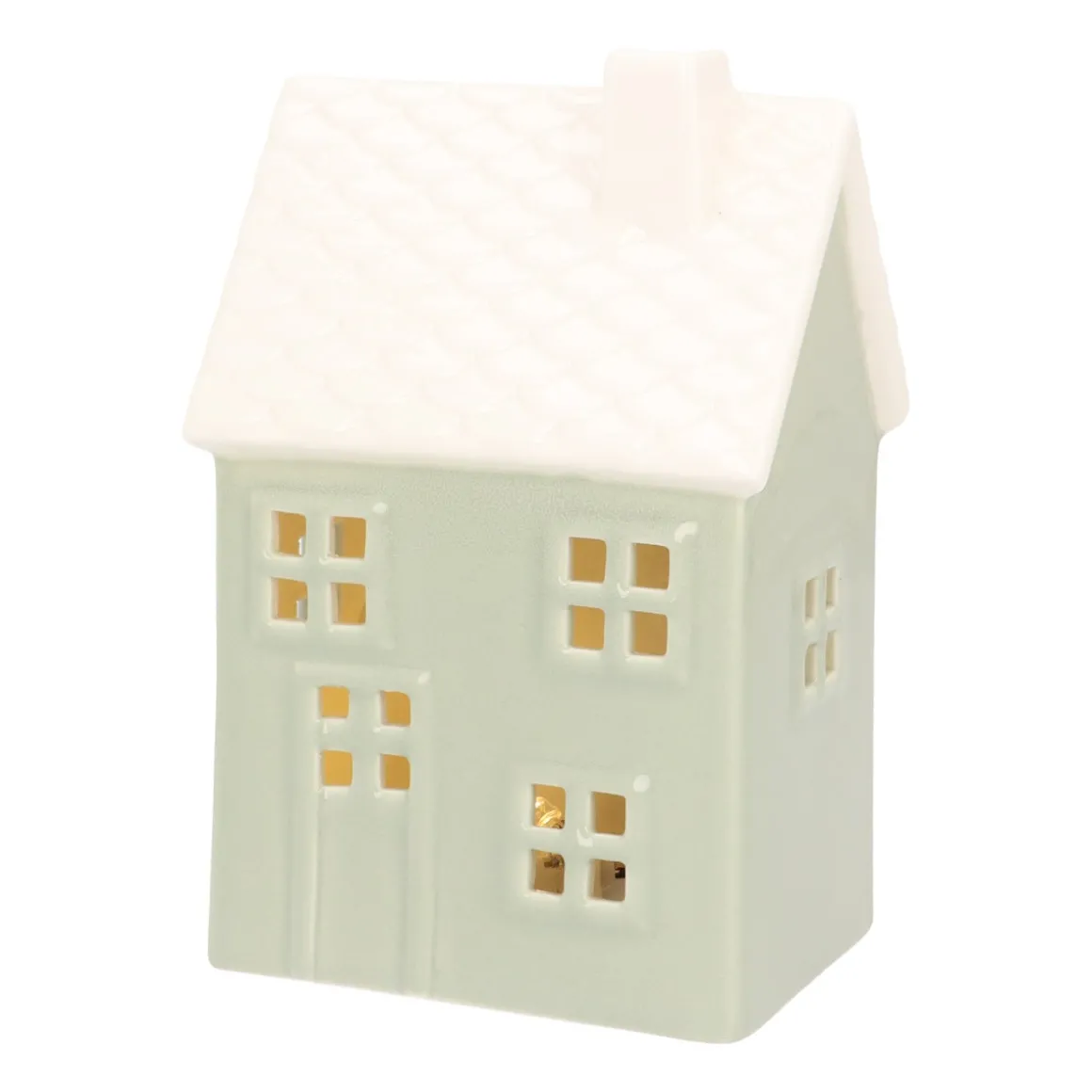 Lichtgroen Porseleinen Kersthuisje Met LED-licht