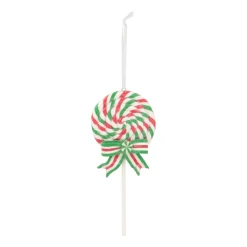 Lolly Kersthanger Klei | Rood-wit-groen | Handgemaakt | 16 Cm