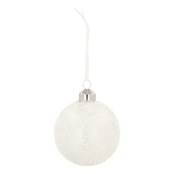 Luxe Glazen Kerstbal Ijsbloemen 8 Cm Melk Wit