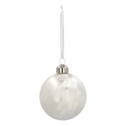 Luxe Glazen Kerstbal Mat Wit Ijseffect 8cm