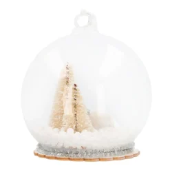 Luxe Glazen Kerstbal Met Ijsbeer 9 Cm Wit