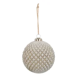 Luxe Glazen Kerstbal Met Reliëf 10 Cm Antiek Zilver