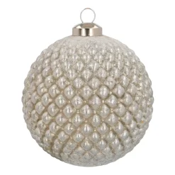 Luxe Glazen Kerstbal Met Reliëf 10 Cm Antiek Zilver