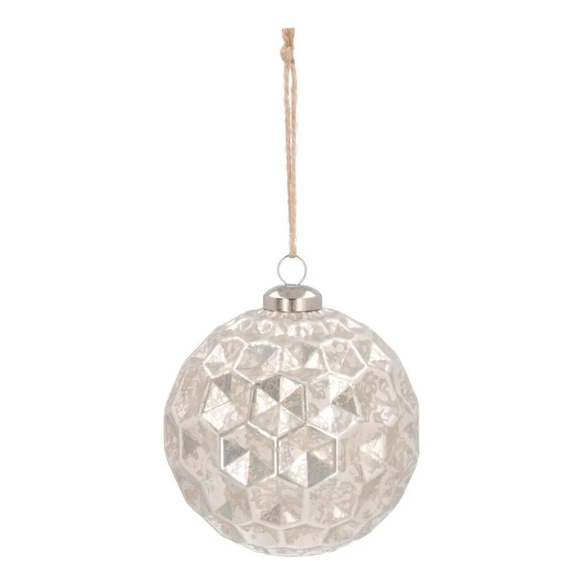 Luxe Glazen Kerstbal Met Vlakjes 10 Cm Champagne