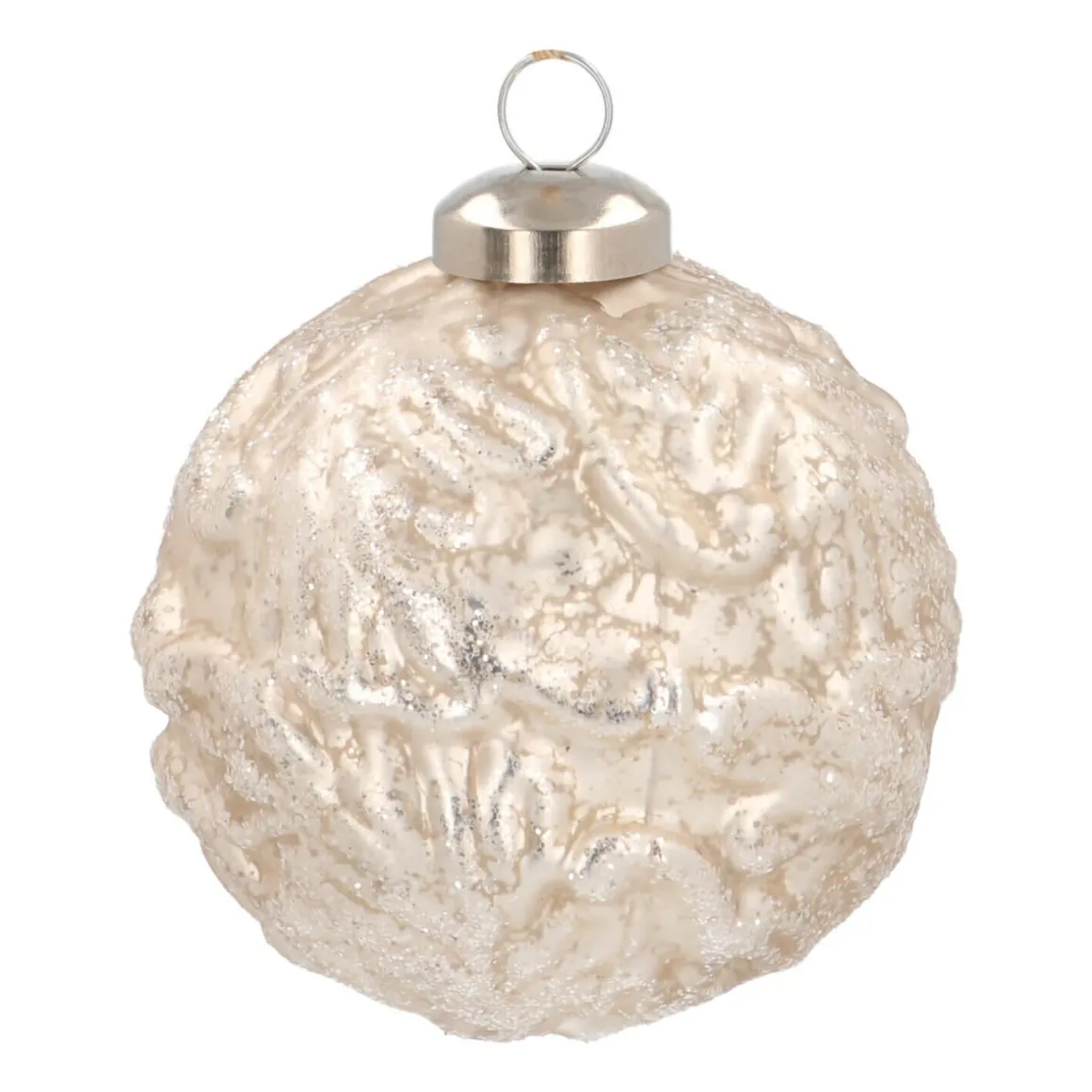 Luxe Glazen Kerstbal Met Motief 8 Cm Champagne