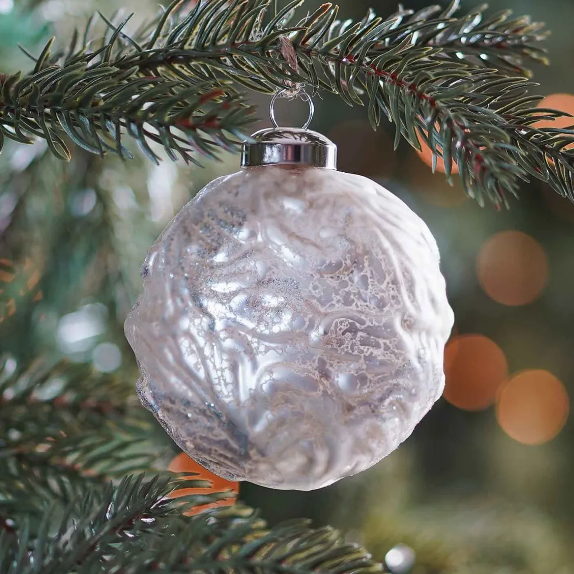 Luxe Glazen Kerstbal Met Motief 8 Cm Champagne