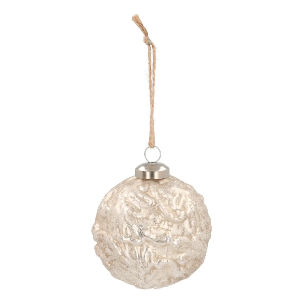 Luxe Glazen Kerstbal Met Motief 8 Cm Champagne