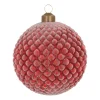 Luxe Glazen Kerstbal Met Reliëf 10 Cm Donkerrood