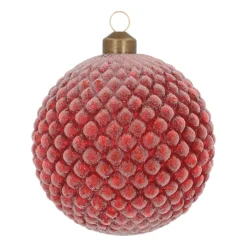 Luxe Glazen Kerstbal Met Reliëf 10 Cm Donkerrood