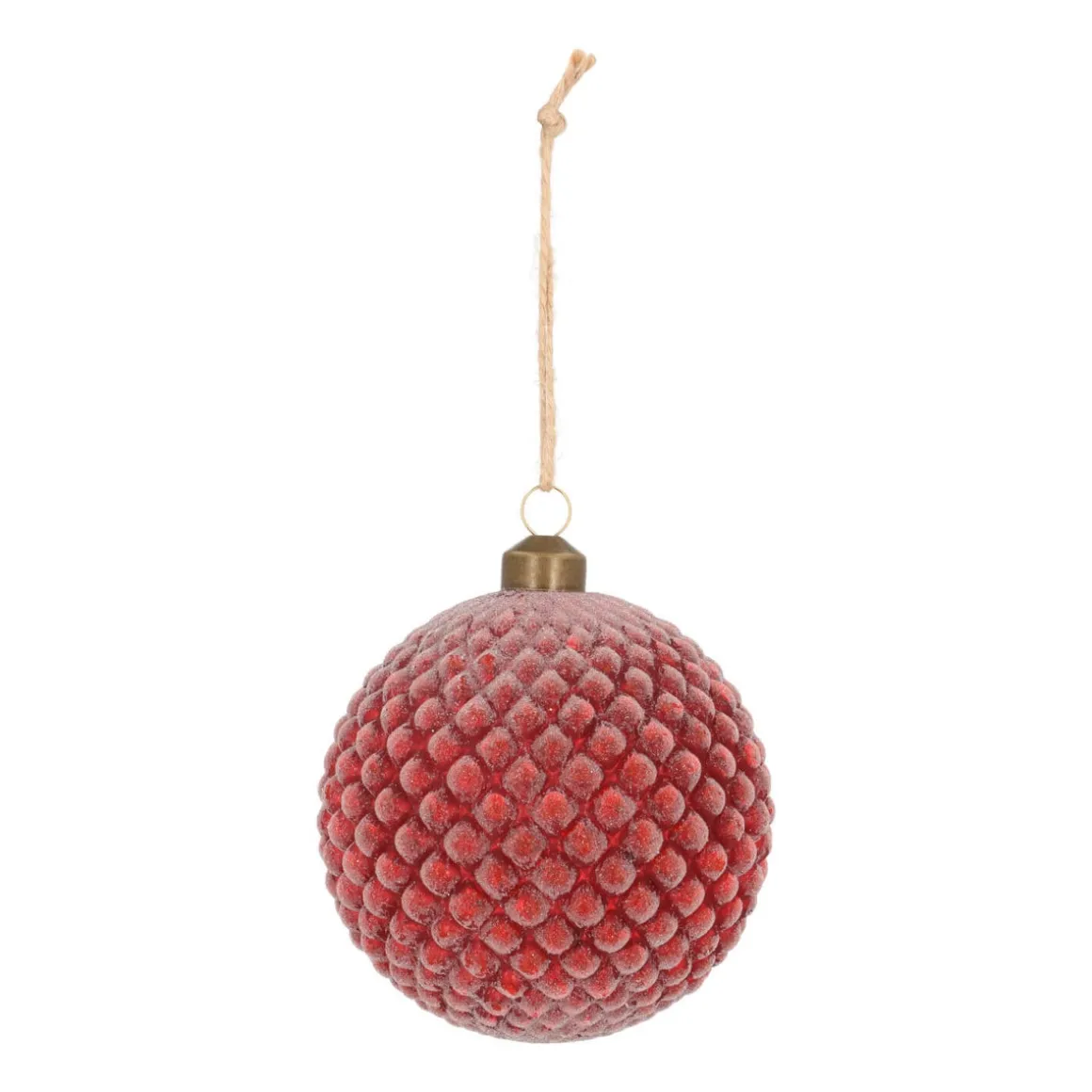 Luxe Glazen Kerstbal Met Reliëf 10 Cm Donkerrood
