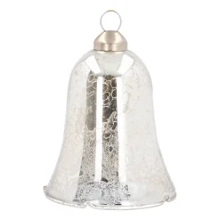 Luxe Glazen Kerstklok 7 Cm Antiek Zilver