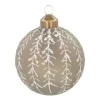 Luxe Kerstbal | Glitterende Takken Decoratie | Glas | 8cm | Taupe