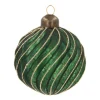 Luxe Kerstbal Antiek Swirl | Glas | Groen-goud | 8cm